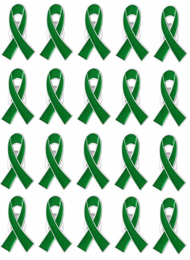cogont 50PCS Green Awareness Ribbon Pins Mental Health Awareness Enamel Lapel Pin Green Ribbon Brooch Hope Pins - Image 1